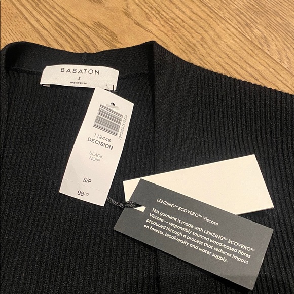 Aritzia Babaton NWT Decision Cardigan Black Size S Sold Out Online - Picture 7 of 15